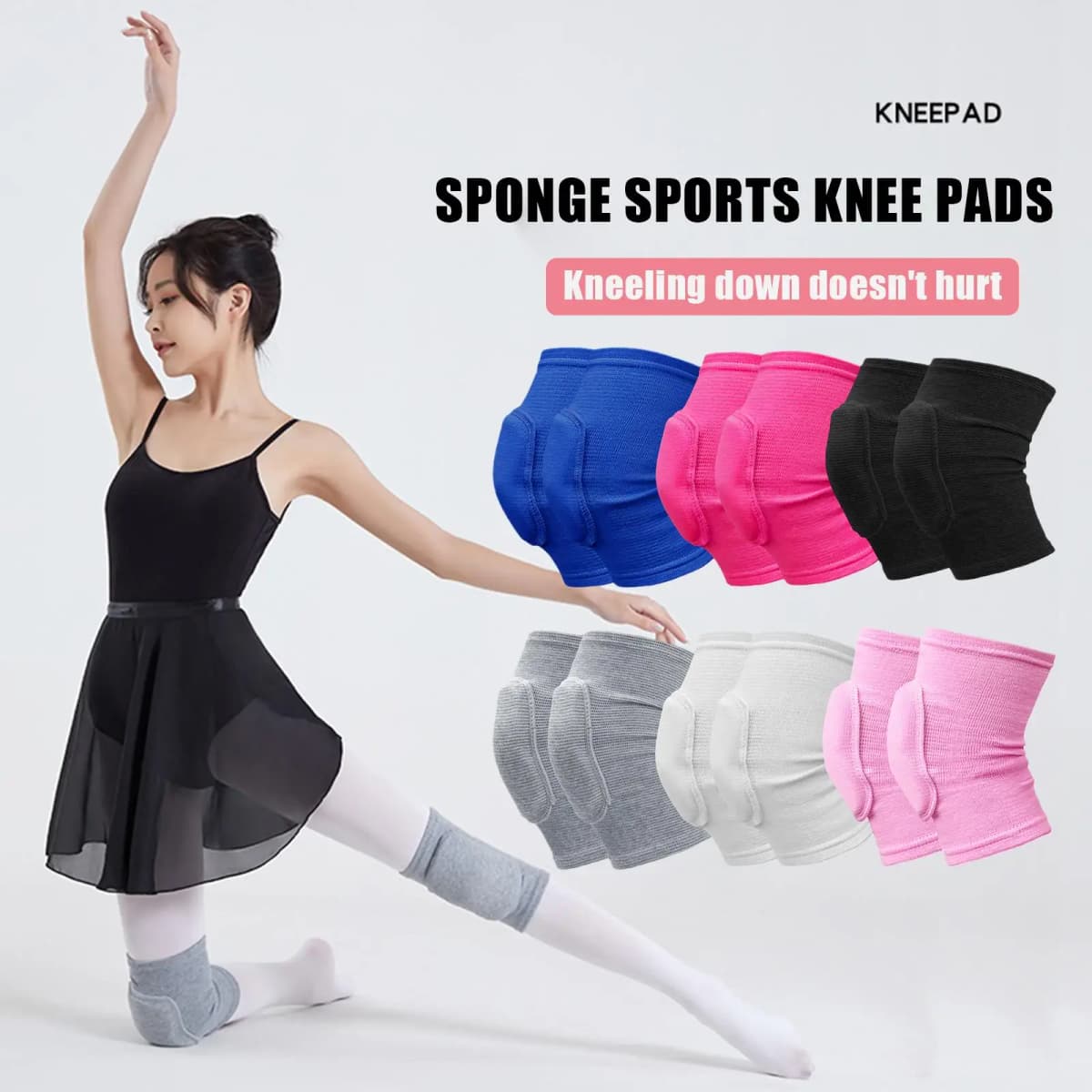 1 Pair Sports Compression Knee Pads Elastic Knee Protector Thickened Sponge Knees Brace Support For Dancing Workout Training
