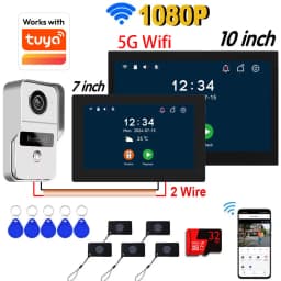 HD 1080P 2 Wire 7/10inch Touch Monitor WiFi Intercom Door Bell Video Intercom System For Home Doorphone Tuya Smart Life APP