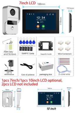 HD 1080P 2 Wire 7/10inch Touch Monitor WiFi Intercom Door Bell Video Intercom System For Home Doorphone Tuya Smart Life APP