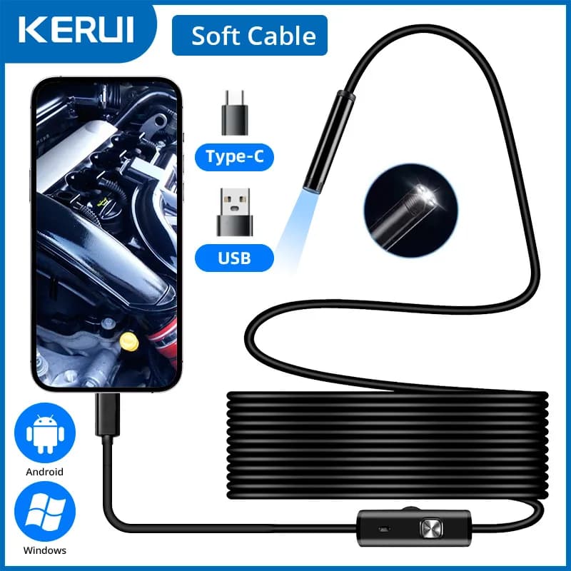 Type-c Android USB Endoscope Camera 7.0mm Soft Cable PC Android Phone Endoscope Pipe Type C Endoscope Inspection Mini Camera