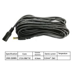JIENUO DC 12V Power Adapter Extension Cable 5.5*2.1mm Male Female Power Cord Extend Wire 5M For Wireless CCTV Camera Wifi Router