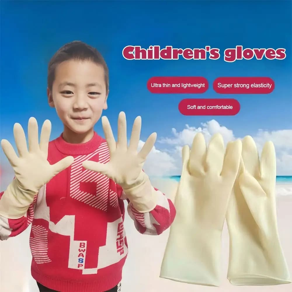 New Thickening 26CM Kids Work Gloves Rubber Red Yellow Blue Child Househeld Gloves Sleeveless Cleaning Gloves Washing Dishes