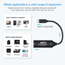 Type C USB 3.0/2.0 Video Capture Card HDTV 4K 30Hz MS2130 Game Grabber Record for Switch Xbox PS4/5 Live Broadcast
