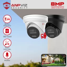 Anpviz Smart Light Color Vision Turret 8MP POE IP Camera Outdoor CCTV Video Surveillance IP67 SD Card Slot Built-in Mic H.265+