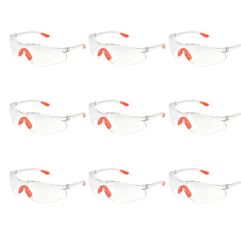 12PCS Lab Work Safety Eye Protective Glasses PC Material Anti Impact Wind Dust Proof Goggles Safety Riding Clear Glasses