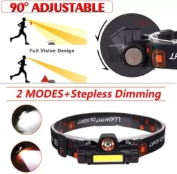 1-5PCS Portable Mini Powerful LED Headlamp XPE+COB USB Rechargeable Hunting Headlight Waterproof Head Torch with Tail Magnetic