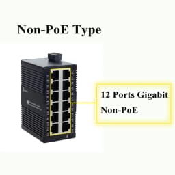 Industrial 12 Ports Ethernet Switch,Din Rail Mount Gigabit PoE Network Switch,Unmanaged 1000M RJ45 Switch,IEEE 802.3af/at/bt