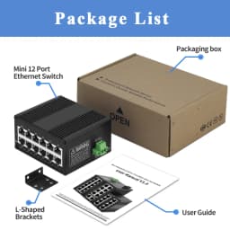 Industrial 12 Ports Ethernet Switch,Din Rail Mount Gigabit PoE Network Switch,Unmanaged 1000M RJ45 Switch,IEEE 802.3af/at/bt