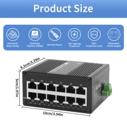 Industrial 12 Ports Ethernet Switch,Din Rail Mount Gigabit PoE Network Switch,Unmanaged 1000M RJ45 Switch,IEEE 802.3af/at/bt