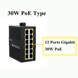 Industrial 12 Ports Ethernet Switch,Din Rail Mount Gigabit PoE Network Switch,Unmanaged 1000M RJ45 Switch,IEEE 802.3af/at/bt