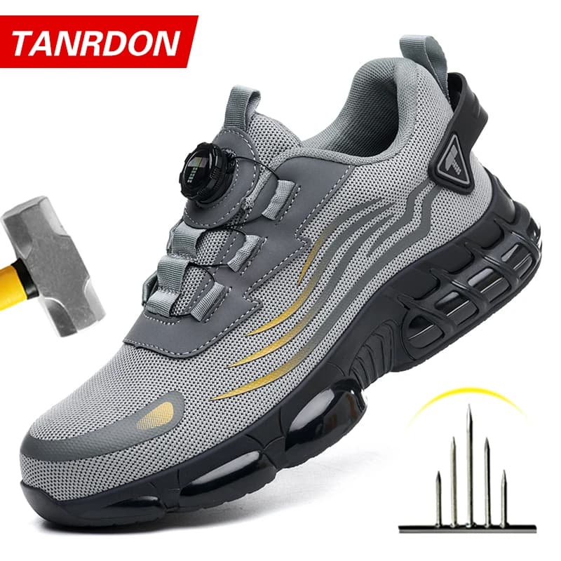 Botones Giratorios Zapatos De Seguridad Masculinos, Zapatos De Trabajo, Botas De Seguridad Anticoagulantes Tactical Boots