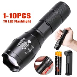 High Power T6 LED Flashlights Camping Torch 5 Light Modes Zoom Light Aluminum Alloys Waterproof Material External 18650 Battery