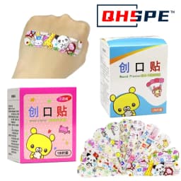 120pcs/Lot Cartoon Cute Patterned Breathable Waterproof Adhesive Bandages Curved Band Aid Patch Wound Dressing For Children