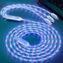 Glowing LED Light USB 3 IN 1 cable Phone Fast Charging Charger Luminous Type C Cable For Xiaomi iPhone Phone Accessories