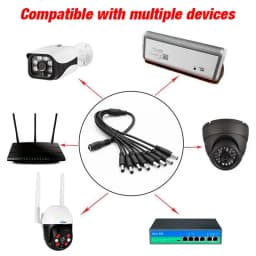 5.5 x 2.1mm 1 Female to 2 4 8 Male DC Power Splitter Plug Cable Adapter 12V For CCTV Home Security Camera Accessories DVR LED