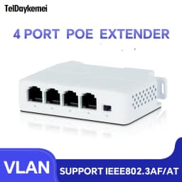 TelDaykemei 4 Port PoE Extender PoE Repeater for IP Port Transmission Extender for PoE Switch NVR IP Camera