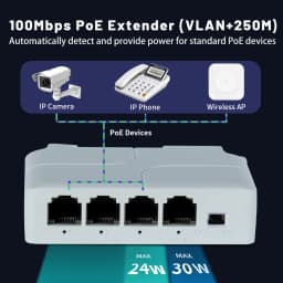 TelDaykemei 4 Port PoE Extender PoE Repeater for IP Port Transmission Extender for PoE Switch NVR IP Camera