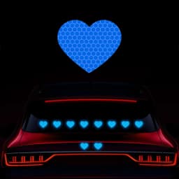 10Pcs Car Bumper Reflective Safety Strip Stickers Love Heart Shaped Car Reflective Sticker Night Driving Warning Safety Tape