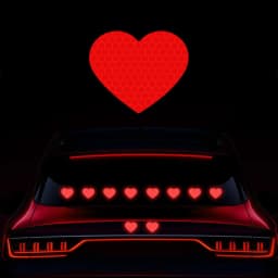 10Pcs Car Bumper Reflective Safety Strip Stickers Love Heart Shaped Car Reflective Sticker Night Driving Warning Safety Tape
