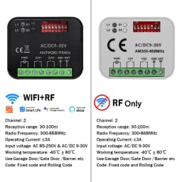 Universal RX MULTI 300-868MHz Wifi Smart Switch Module Works With Tuya APP 433MHz 868MHz Garage / Gate Remote Control Receiver