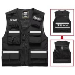 S-7XL Multi Pocket Work Vest for Men Women Volunteer Working Uniforms Logo Printing Fishing Photography Workwear Vest