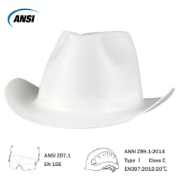 Cowboy Safety Helmet With Built-In Sunglasses HDPE Wide Full-Brim Anti-Collision Hard Hat With Vent Hole for Construction Work