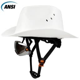 Cowboy Safety Helmet With Built-In Sunglasses HDPE Wide Full-Brim Anti-Collision Hard Hat With Vent Hole for Construction Work
