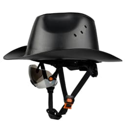 Cowboy Safety Helmet With Built-In Sunglasses HDPE Wide Full-Brim Anti-Collision Hard Hat With Vent Hole for Construction Work
