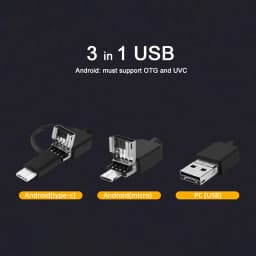 Dodosee 3.9mm HD Endoscope 3 in 1 Car Inspection Borescope 720p Mini Camera for Android Mac Windows Micro USB Type C