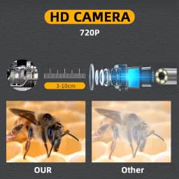 Dodosee 3.9mm HD Endoscope 3 in 1 Car Inspection Borescope 720p Mini Camera for Android Mac Windows Micro USB Type C