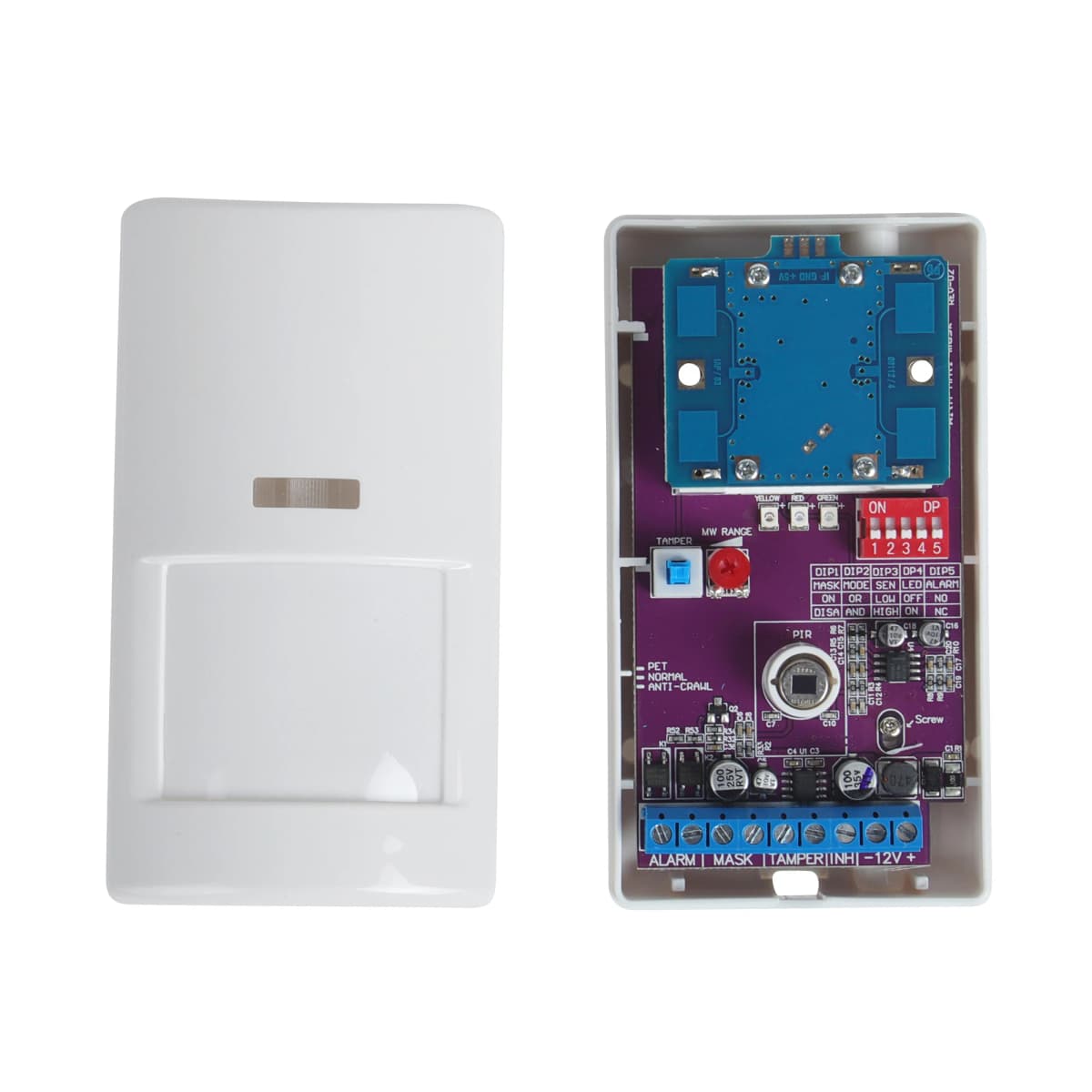 DC12V Dual-tech MW+PIR Wired Motion Sensor Microwave Sensor Infrared Detector Anti-tamper Pet Immune Wide Angle Detection Range