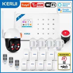 KERUI W181 Tuya Smart WIFI GSM Security Alarm System Works With Alexa Home Burglar Motion Detector Door Sensor Outdooor Camera