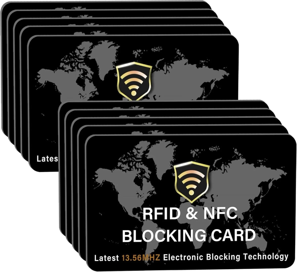 10/5Pack RFID Blocking Card NFC Contactless Debit/Credit Card ATM Passport Protector ideal for Men & women slim with World map