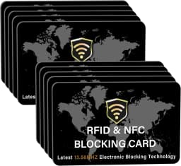 10/5Pack RFID Blocking Card NFC Contactless Debit/Credit Card ATM Passport Protector ideal for Men & women slim with World map