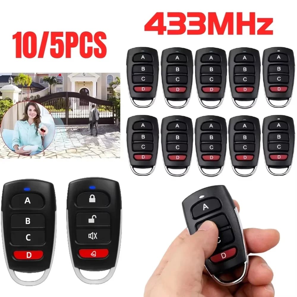 10/5pcs ABCD / Lock Unlock 4Button 433MHz Metal Push Button Remote Control Transmitter Universal 4 Buttons Garage Door Opener