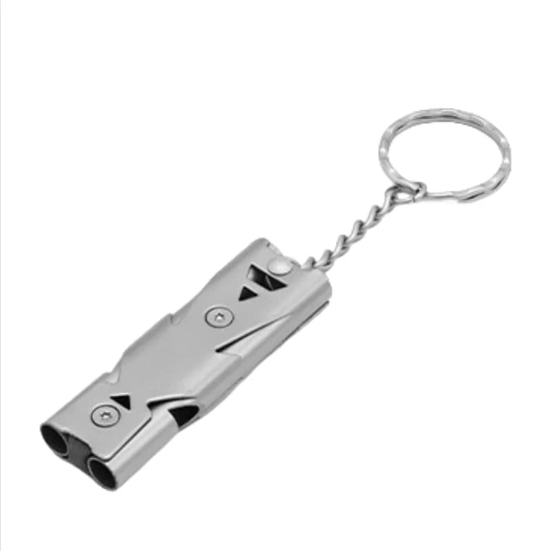 Double Tube Distress Whistle Outdoor Stainless Steel High-frequency Earthquake Rescue Whistle Survival Whistle