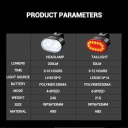 Front Rear Bike Lights Rechargeable Bicycle Cycling USB Flashlight for Bicycle Lighting Front/Rear/Set Bike Accessories