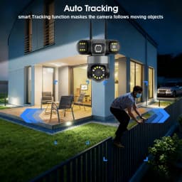 20MP 4 Lenses WiFi Security Camera 360 PTZ Outdoor Wireless 16X Zoom 3 Screen IR Night Vision Auto Tracking Waterproof CCTV Cam
