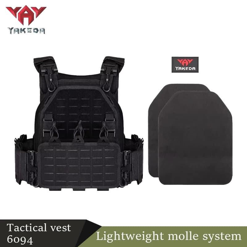 YAKEDA New Combat Vest 6094 Quick Release Lightweight Laser Cut Tactical Vest Black Gear Carry Hunting Tactical Vests