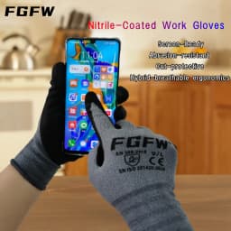 Breathable Nitrile Work Gloves - Soft Durable Spandex EN388 Lv4 Abrasion Heavy Duty for Mechanics Construction Industrial Use