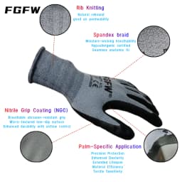 Breathable Nitrile Work Gloves - Soft Durable Spandex EN388 Lv4 Abrasion Heavy Duty for Mechanics Construction Industrial Use