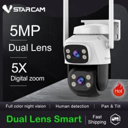 Vstarcam 5MP Dual Lens Wifi PTZ Camera Night Vision Smart Tracking Outdoor 5X Digital Zoom Surveillance Home Security Cameras