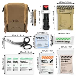 RHINO RESCUE MOLE IFAK Tactical Kit | Tourniquet, Compressed Gauze | MOLLE-Compatible for EMS, Survival & Range