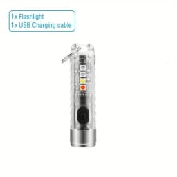 1PC Rechargeable Mini Keychain Flashlight with Magnetic Base and 10 Modes - Ideal for Camping and Outdoor Activities