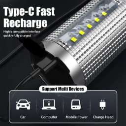 Rechargeable LED Flashlight Powerful Torch with Side Light Power Bank Zoom Emergency Lamp Outdoor Strong Light Camping Lantern