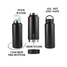 Diversion Safe Stainless Steel Water Bottle with Independent Safety Box at Bottom for Secure Storage