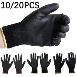 10/20PCS Coating Nylon PU Work Gloves Woodworking Non-slip Durable Coating Nylon PU Work Gloves Camping Lock Edge Colour Random
