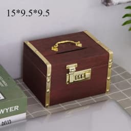 Wooden Combination Lock Piggy Bank, Adult Treasure Box Savings Box, Simple Home Storage Gadget, Safe and Anti-Theft