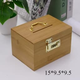 Wooden Combination Lock Piggy Bank, Adult Treasure Box Savings Box, Simple Home Storage Gadget, Safe and Anti-Theft