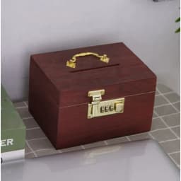 Wooden Combination Lock Piggy Bank, Adult Treasure Box Savings Box, Simple Home Storage Gadget, Safe and Anti-Theft